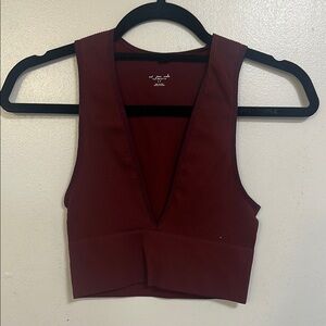 Urban Outfitters Deep Cut V-Neck Crop Top